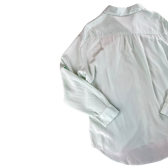 Equipment Femme Women’s Silk Long Sleeve Shirt In Jade Green Size Large - Picture 9 of 10